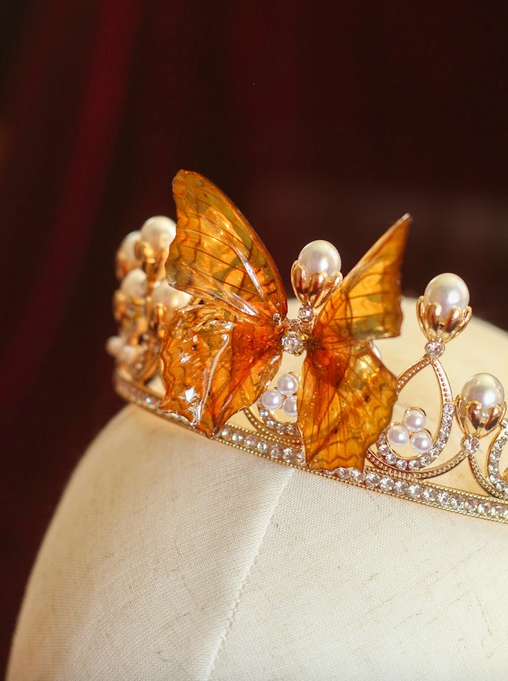 Echter feuriger Perlmutter Schmetterling ❤︎ Tiara
