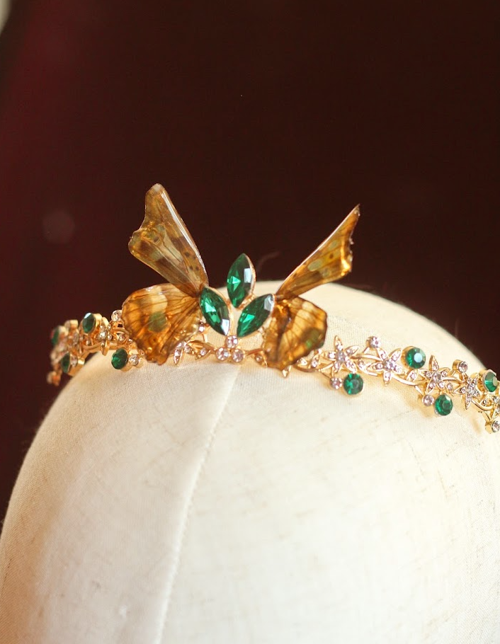Echter feuriger Perlmutter Schmetterling ❤︎ Tiara