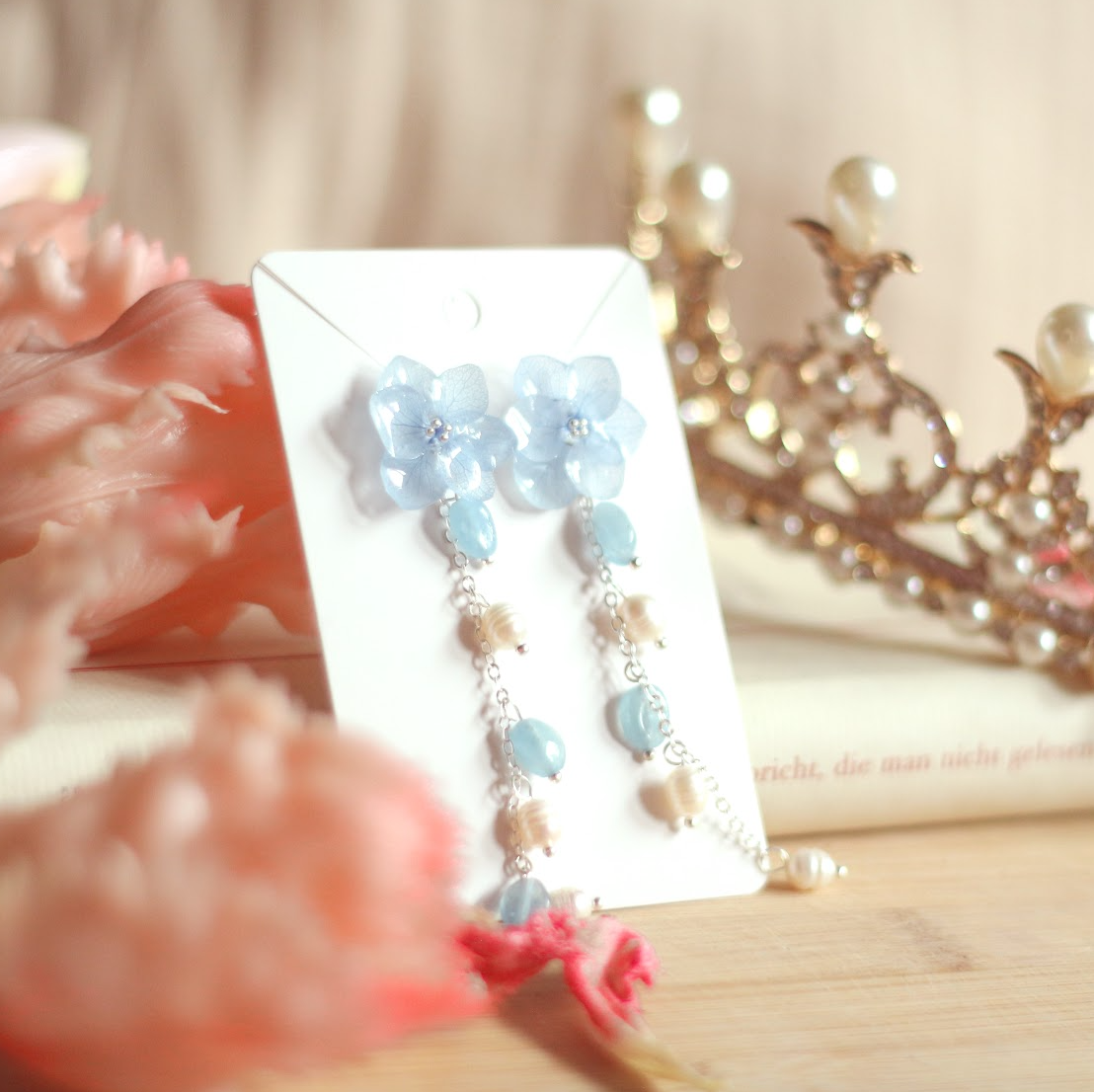 Hortensia und Perlen❤︎ Ohrringe