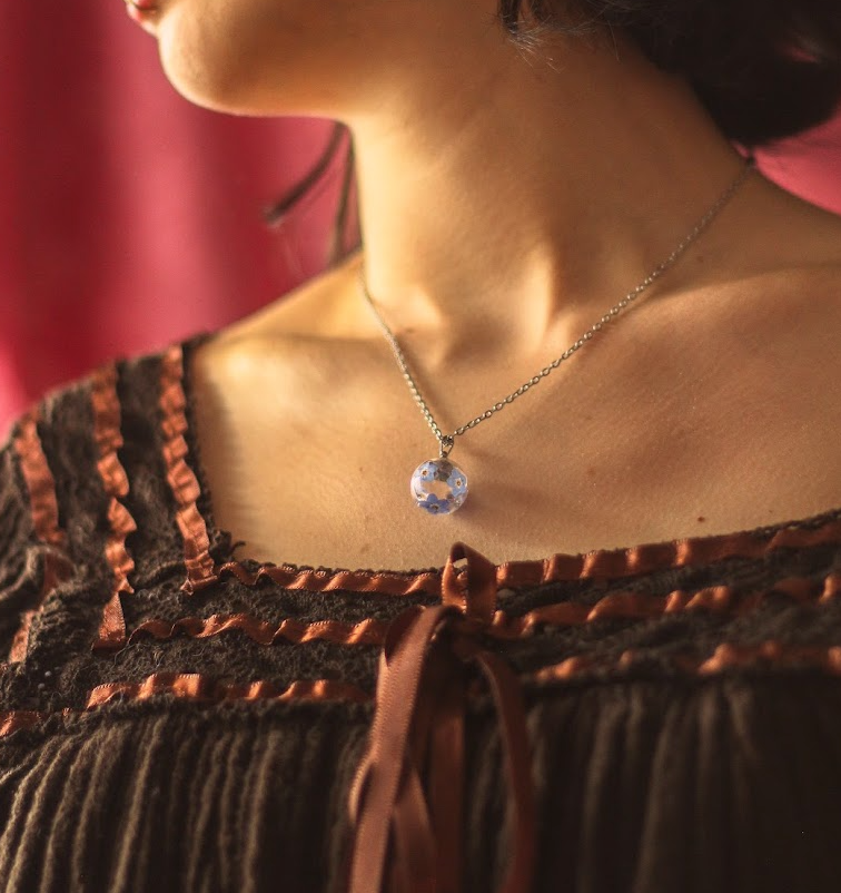 echte Vergiss-mein-nicht-Blüten ❤︎ Kette