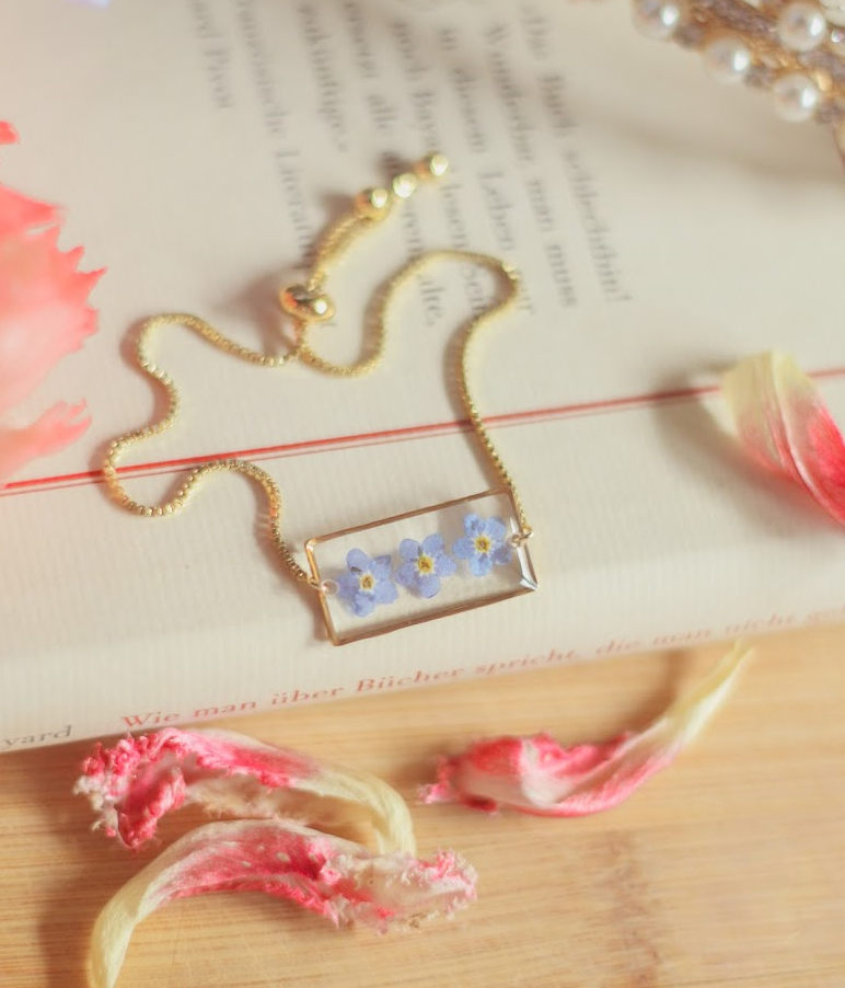 echte Vergiss-mein-nicht-Blüten ❤︎ Armband