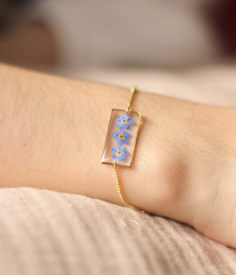 echte Vergiss-mein-nicht-Blüten ❤︎ Armband
