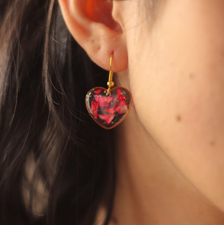 echte Rosenblätter ❤︎ Herzchen Ohrringe