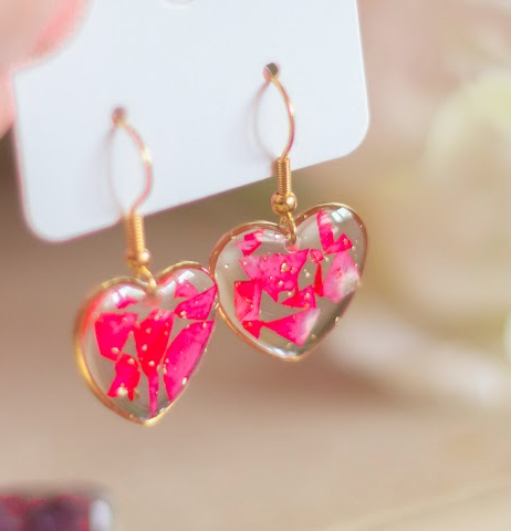 echte Rosenblätter ❤︎ Herzchen Ohrringe