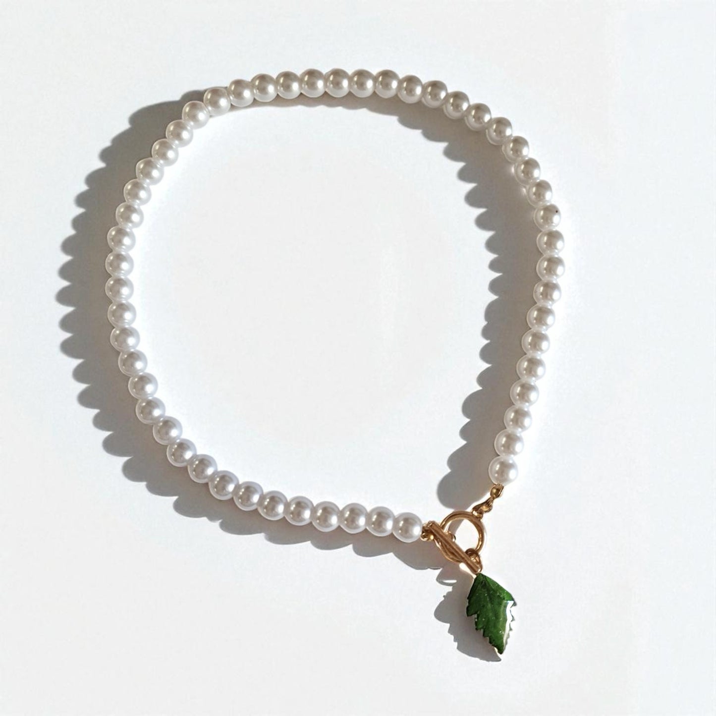 echtes Blättchen❤︎ Halskette Perlenoptik