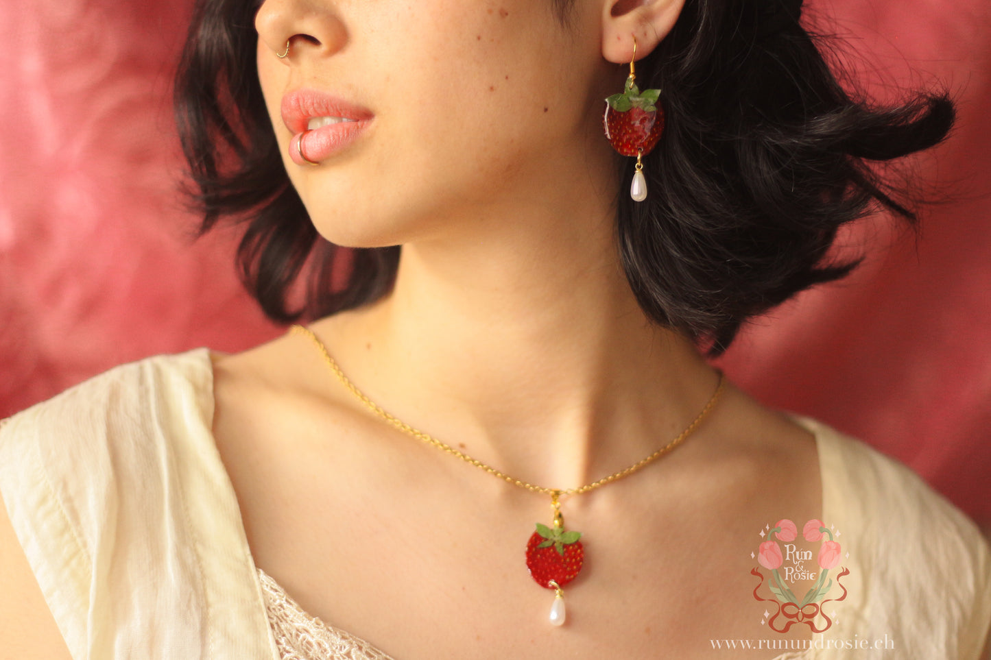echte Erdbeere❤︎ Halskette