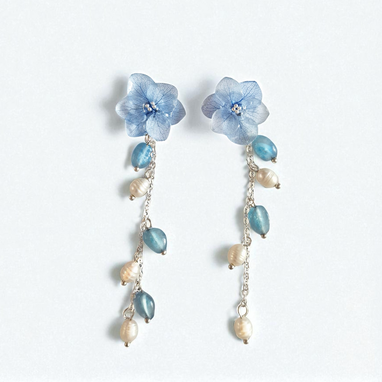 Hortensia und Perlen❤︎ Ohrringe