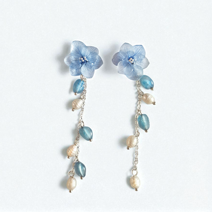 Hortensia und Perlen❤︎ Ohrringe