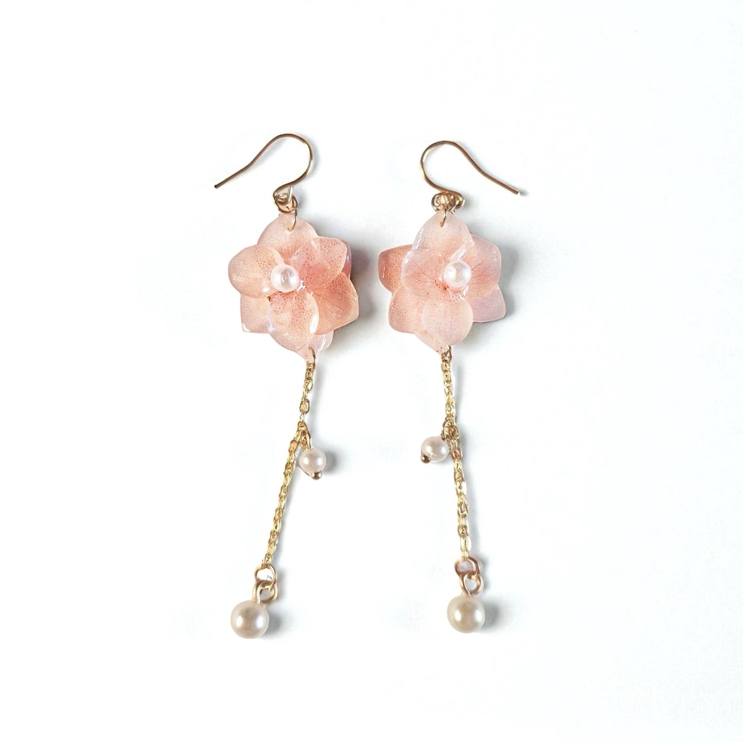 Hortensia und Perlen❤︎ Ohrringe