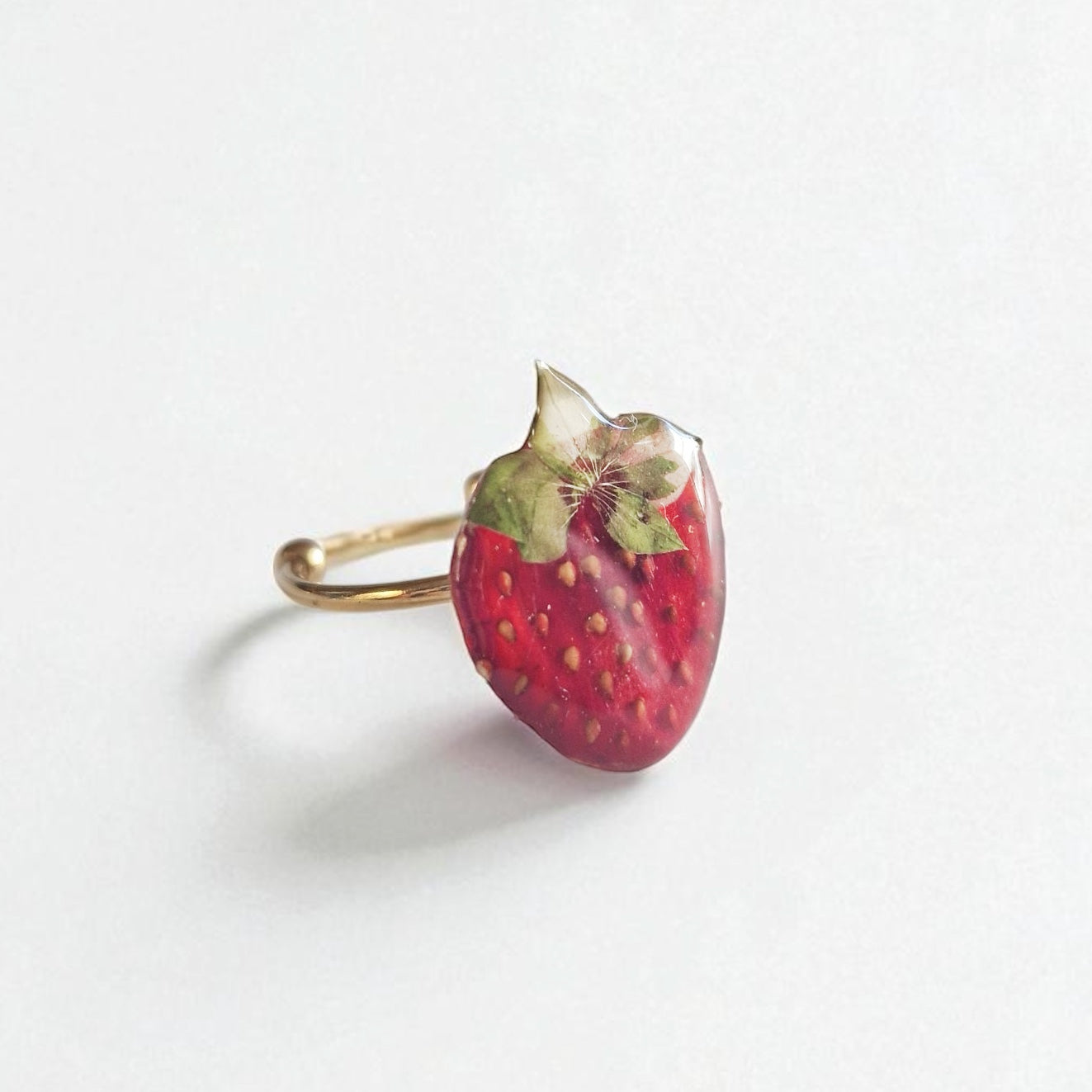 echte Erdbeere Ring ❤︎ grössenverstellbar