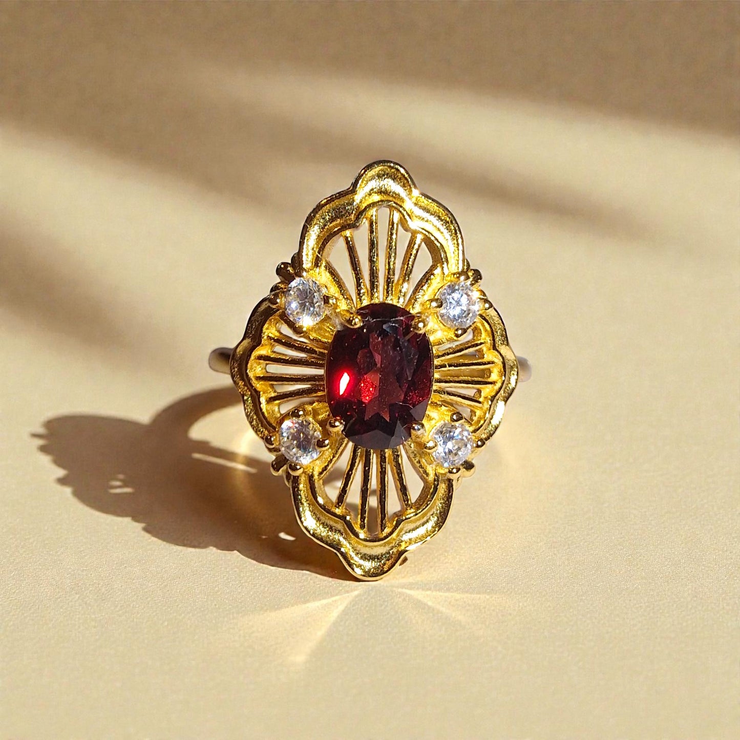 Granat Silber-Ring ❤︎ Grössenverstellbar