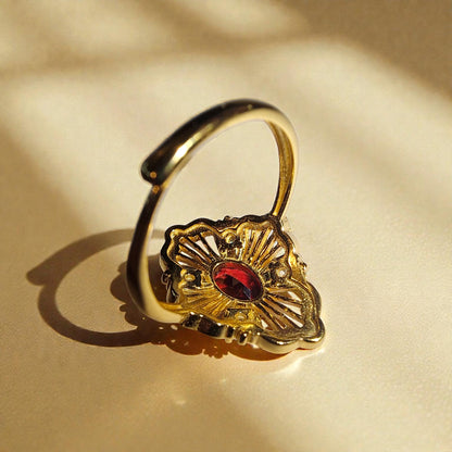 Granat Silber-Ring ❤︎ Grössenverstellbar