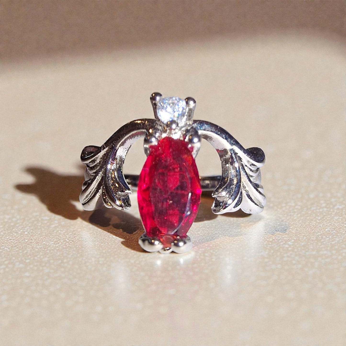 Granat Silber-Ring ❤︎ Gr. 5