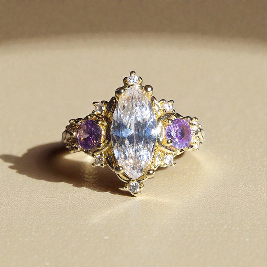 Amethyst & Zirkon Silber-Ring ❤︎ verschiedene Grössen