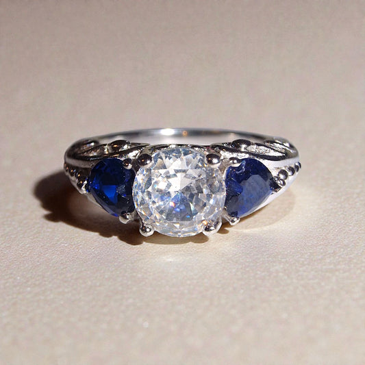 Tansanit & Zirkon Silber-Ring ❤︎ verschiedene Grössen