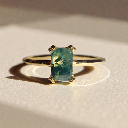 Moosachat Silber-Ring ❤︎ Gr. 8