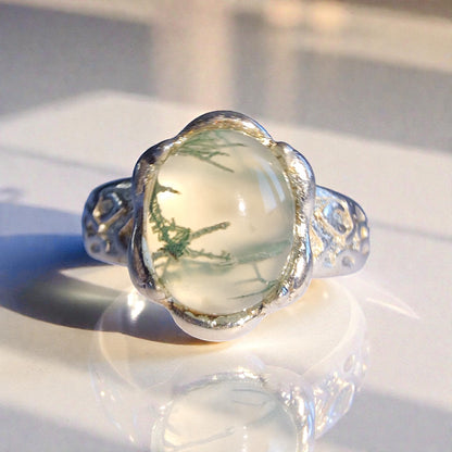 Moosachat Silber-Ring ❤︎ Grössenverstellbar