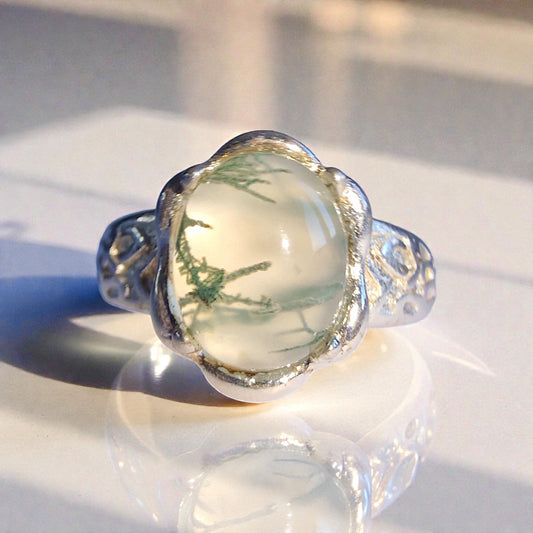 Moosachat Silber-Ring ❤︎ Grössenverstellbar