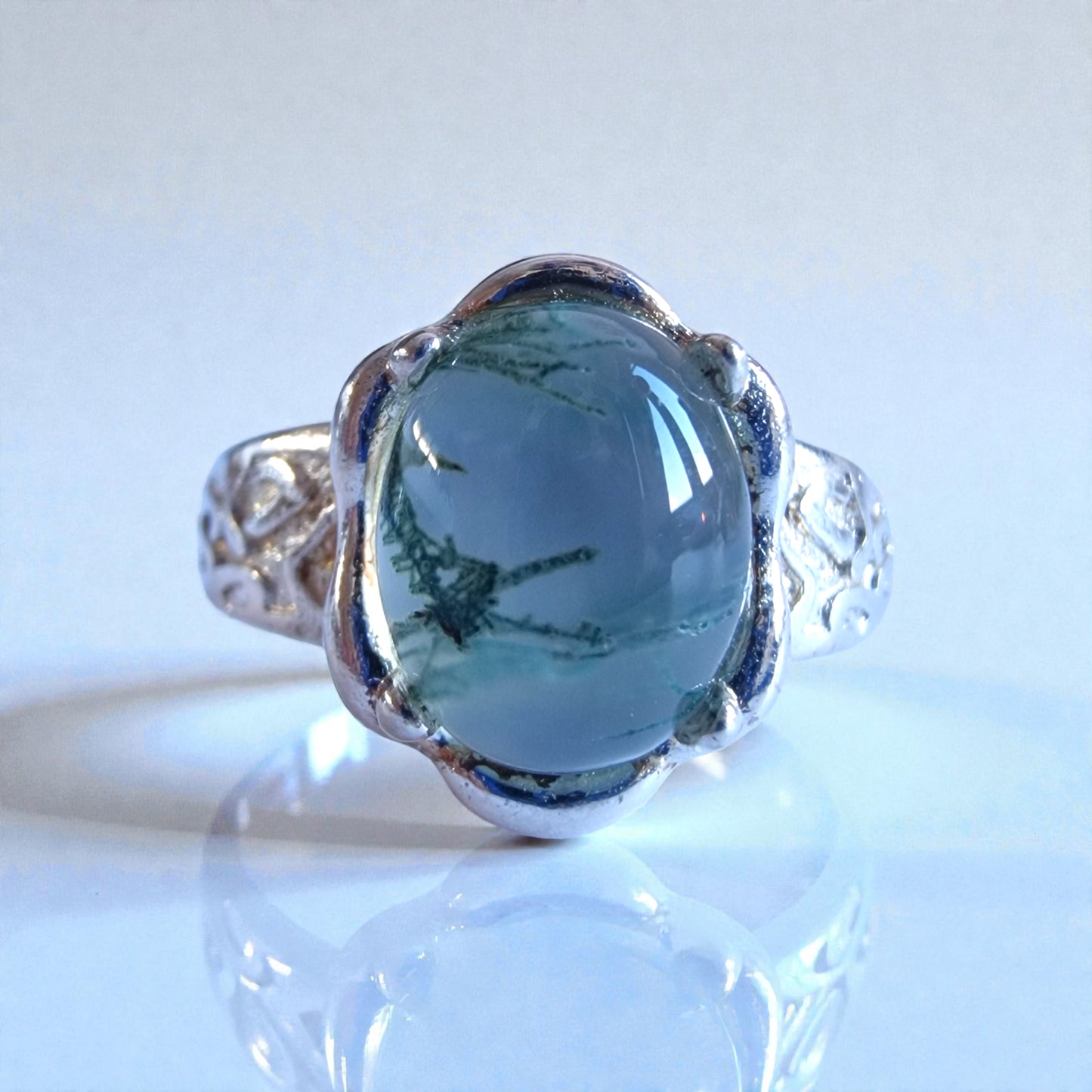 Moosachat Silber-Ring ❤︎ Grössenverstellbar