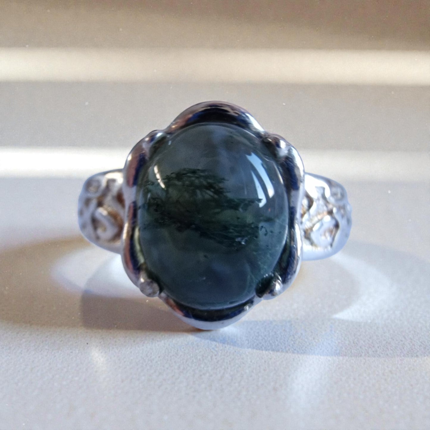 Moosachat Silber-Ring ❤︎ Grössenverstellbar