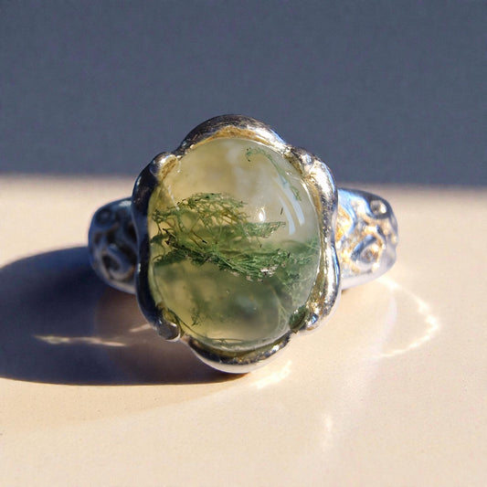 Moosachat Silber-Ring ❤︎ Grössenverstellbar