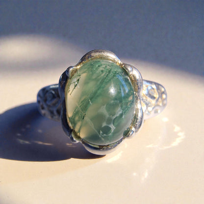 Moosachat Silber-Ring ❤︎ Grössenverstellbar