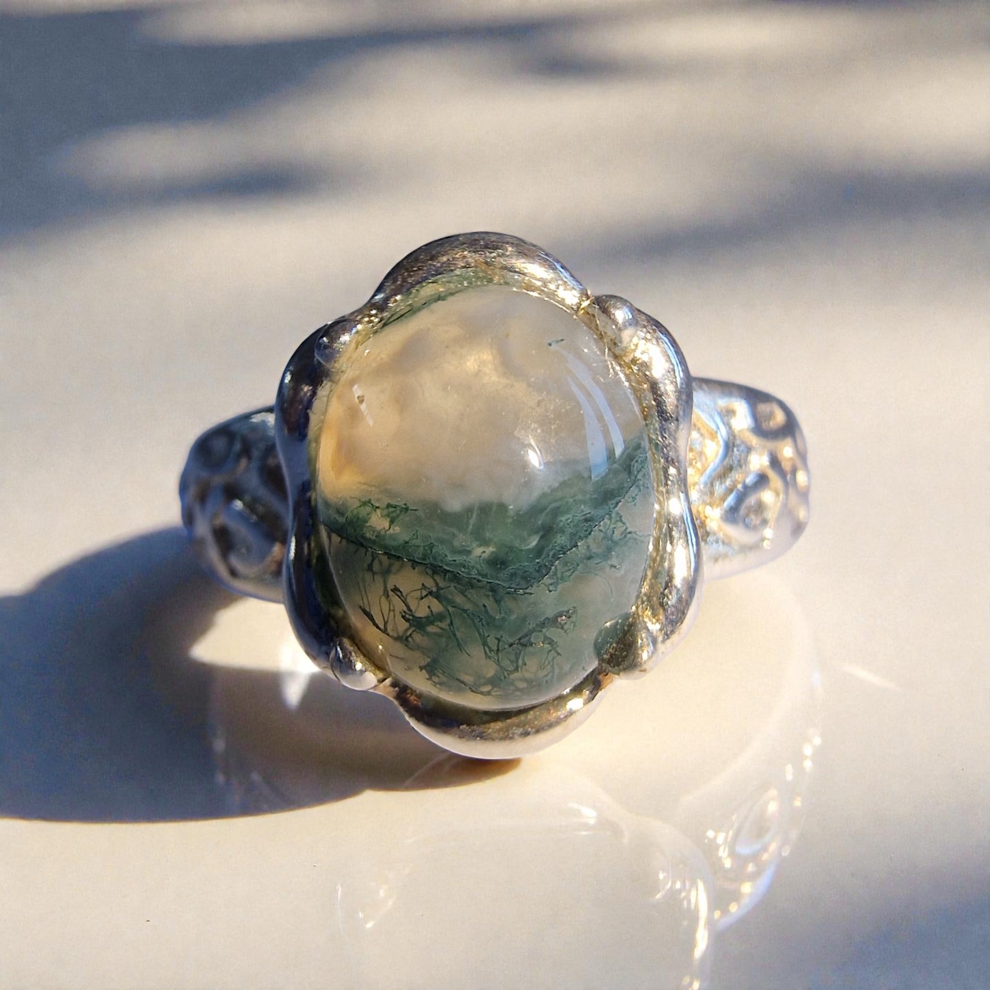 Moosachat Silber-Ring ❤︎ Grössenverstellbar