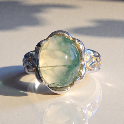 Moosachat Silber-Ring ❤︎ Grössenverstellbar