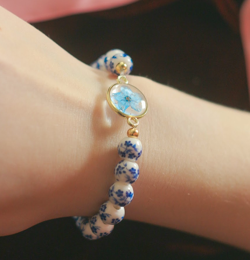 echte Vergiss-mein-nicht-Blüten ❤︎ Armband