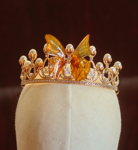 Echter feuriger Perlmutter Schmetterling ❤︎ Tiara