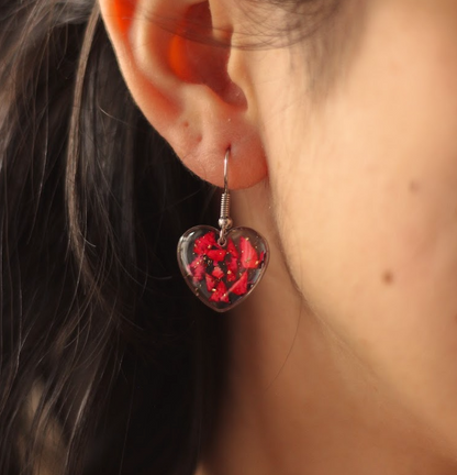 echte Rosenblätter ❤︎ Herzchen Ohrringe