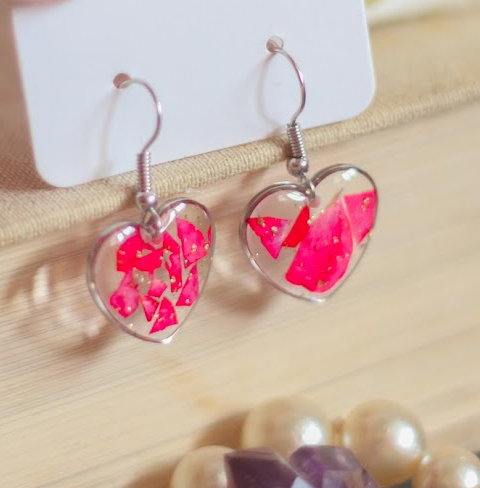 echte Rosenblätter ❤︎ Herzchen Ohrringe