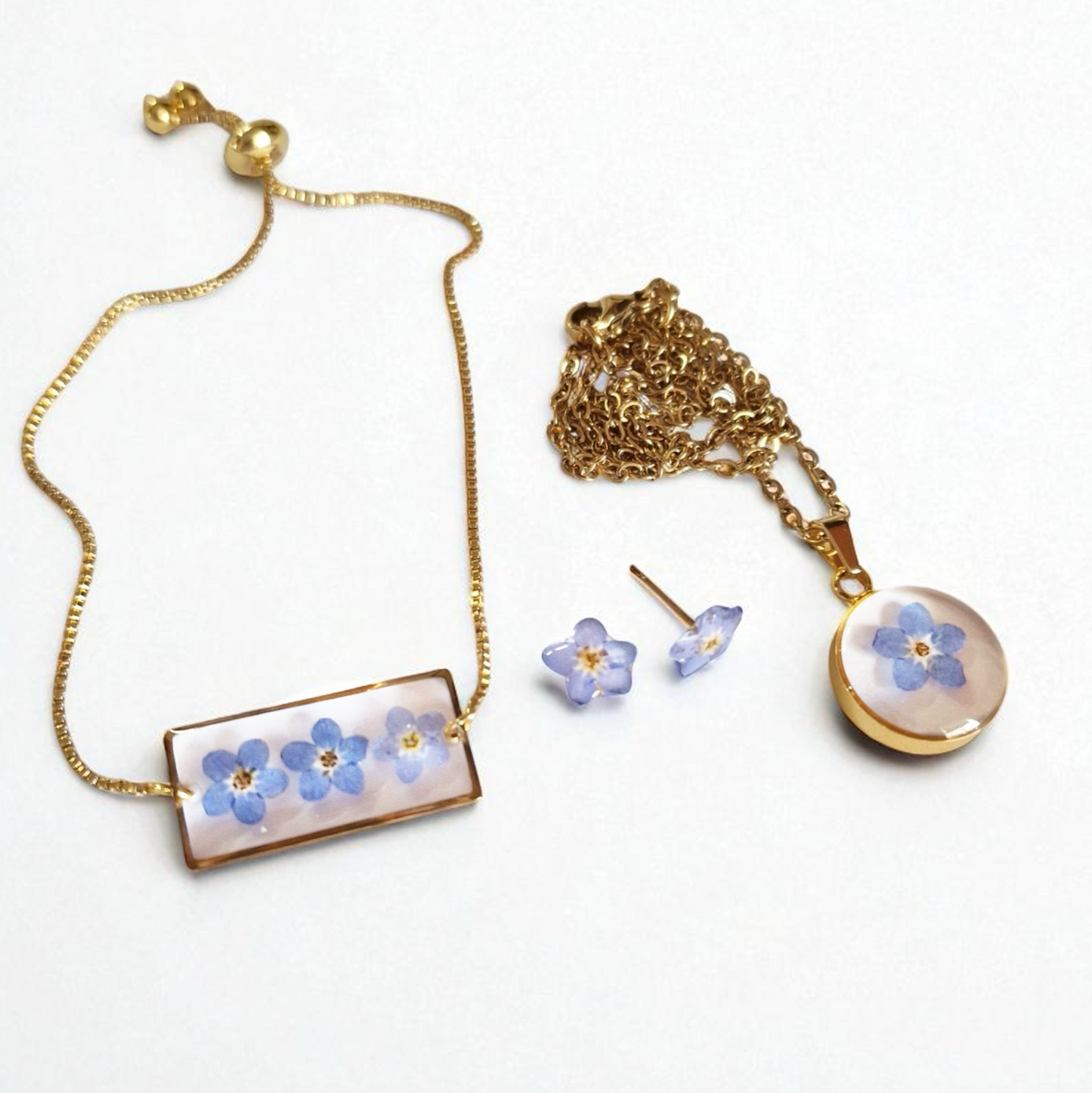 echte Vergissmeinnicht gold❤︎ Schmuckset