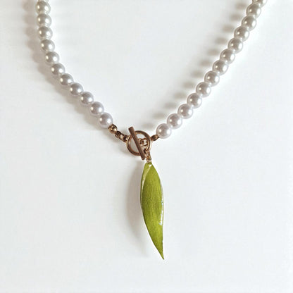 echte Trauerweide❤︎ Halskette Perlenoptik