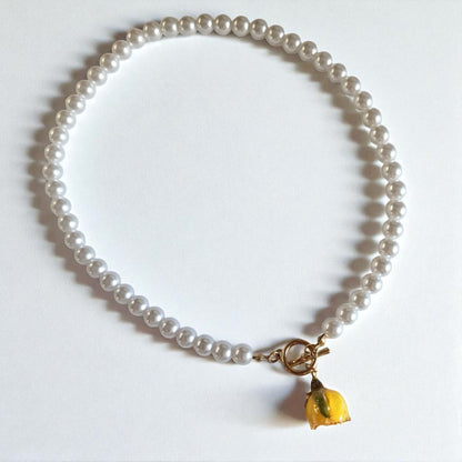 echte Roseknospe❤︎ Halskette Perlenoptik