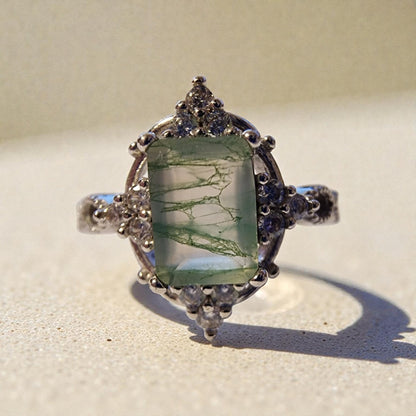 Moosachat Silber-Ring ❤︎ Gr. 4.5