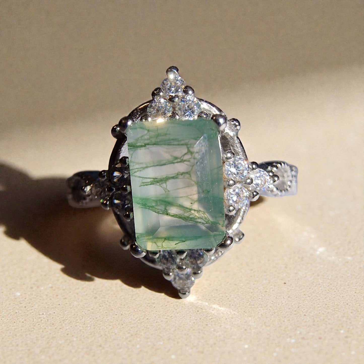 Moosachat Silber-Ring ❤︎ Gr. 4.5