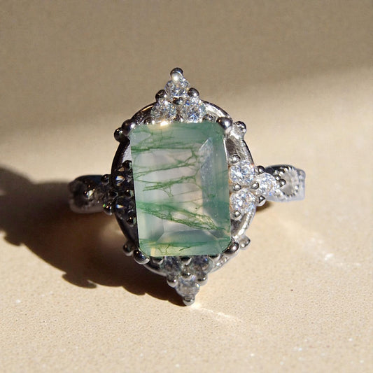 Moosachat Silber-Ring ❤︎ Gr. 4.5