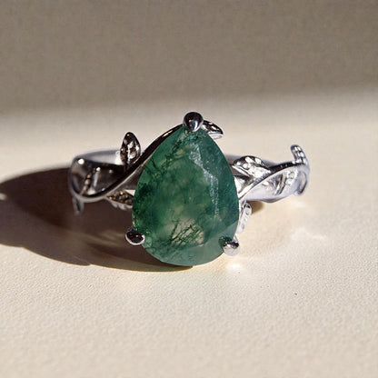 Moosachat Silber-Ring ❤︎ Gr. 5.5