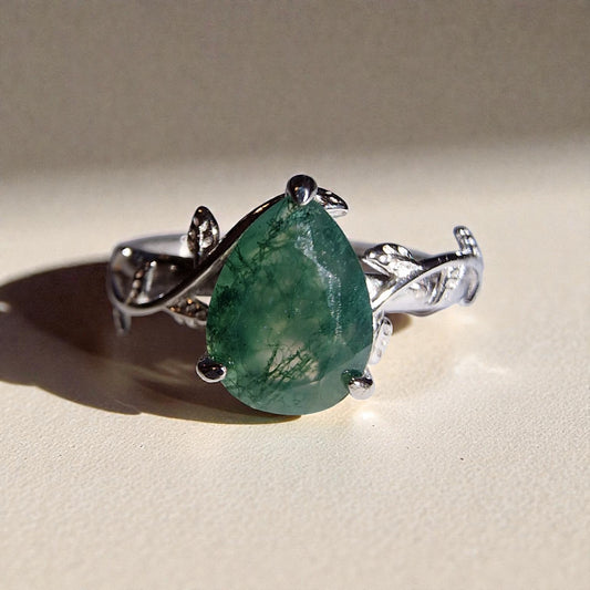 Moosachat Silber-Ring ❤︎ Gr. 5.5