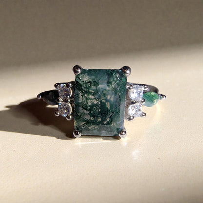 Moosachat Silber-Ring ❤︎ Gr. 5.5