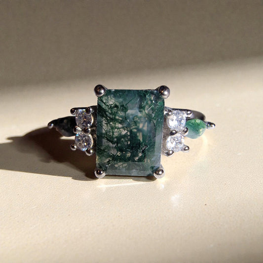 Moosachat Silber-Ring ❤︎ Gr. 5.5