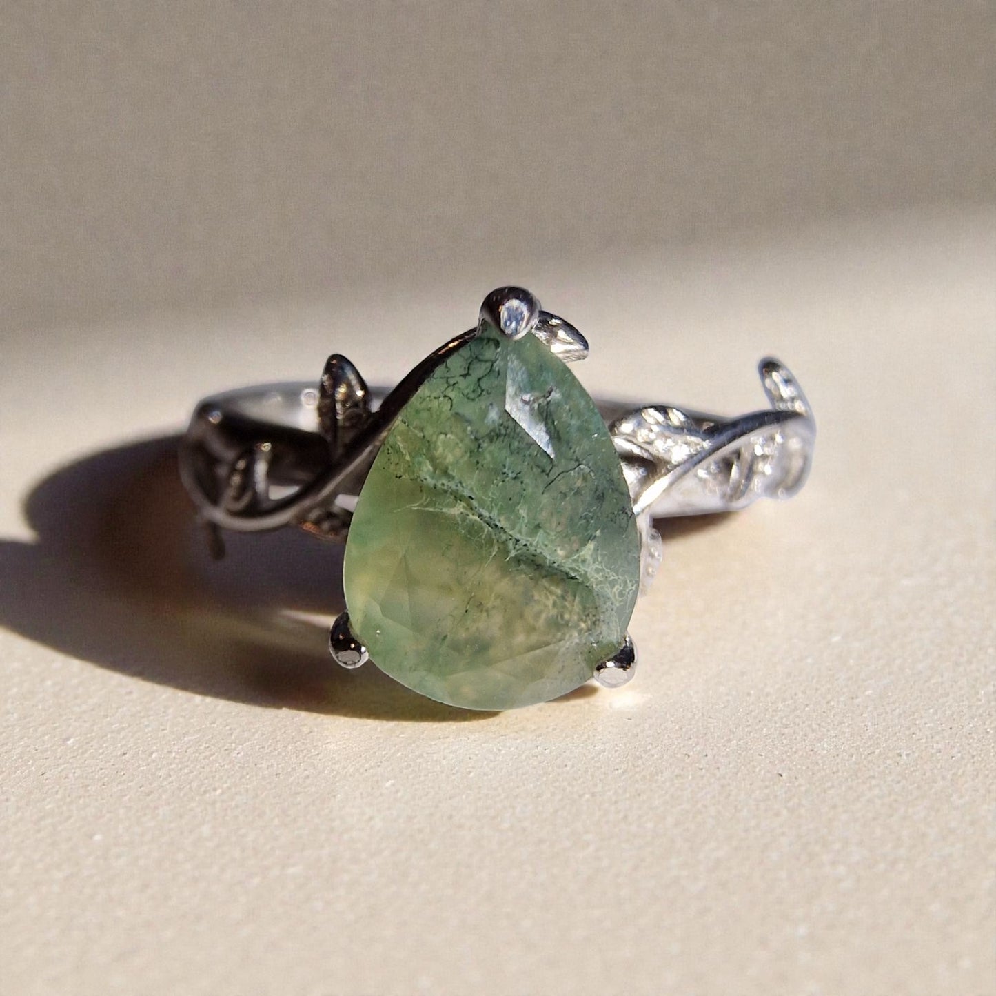 Moosachat Silber-Ring ❤︎ Gr. 5.5