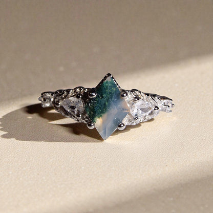 Moosachat Silber-Ring ❤︎ Gr. 5.5