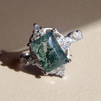 Moosachat Silber-Ring ❤︎ Gr. 5.5