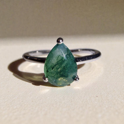 Moosachat Silber-Ring ❤︎ Gr. 5.5