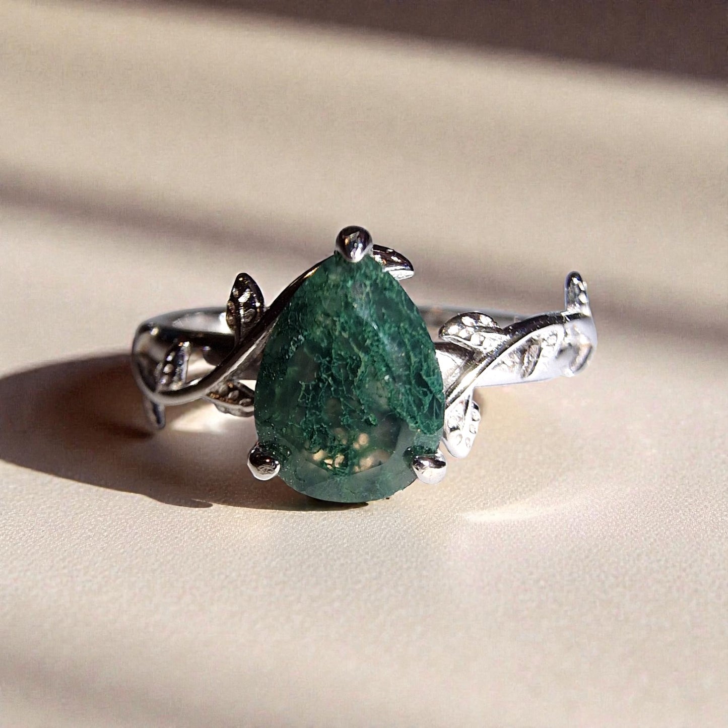 Moosachat Silber-Ring ❤︎ Gr. 7.5