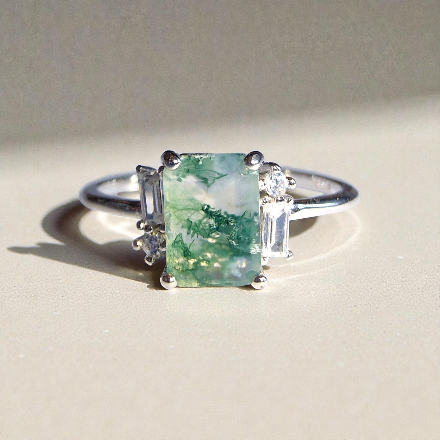 Moosachat Silber-Ring ❤︎ Gr. 7.5