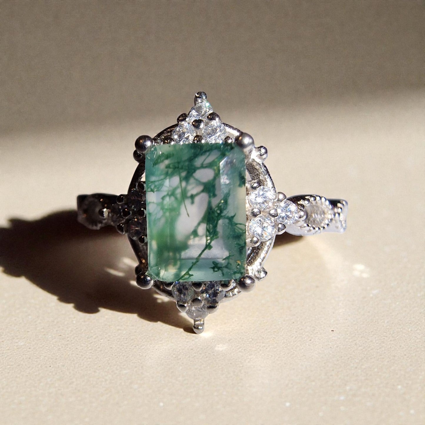 Moosachat Silber-Ring ❤︎ Gr. 7.5