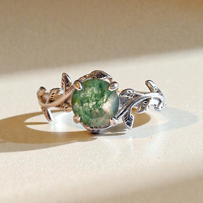 Moosachat Silber-Ring ❤︎ Gr. 7.5